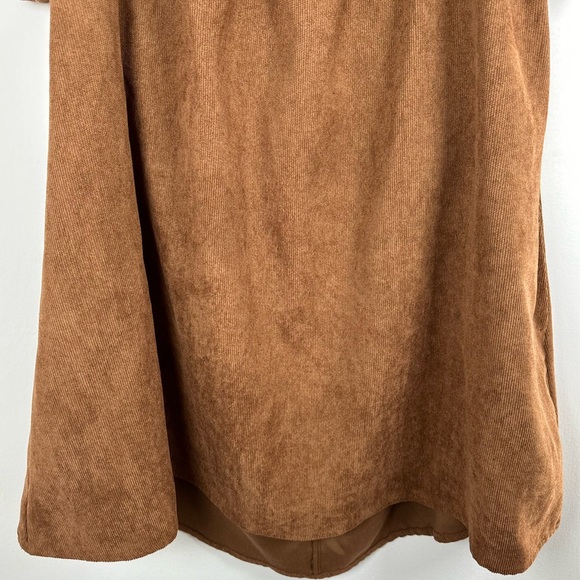 Blue Rain Women's Cassie Bow Back Corduroy Puff Sleeve Mini Brown Dress, Size L - Picture 5 of 12